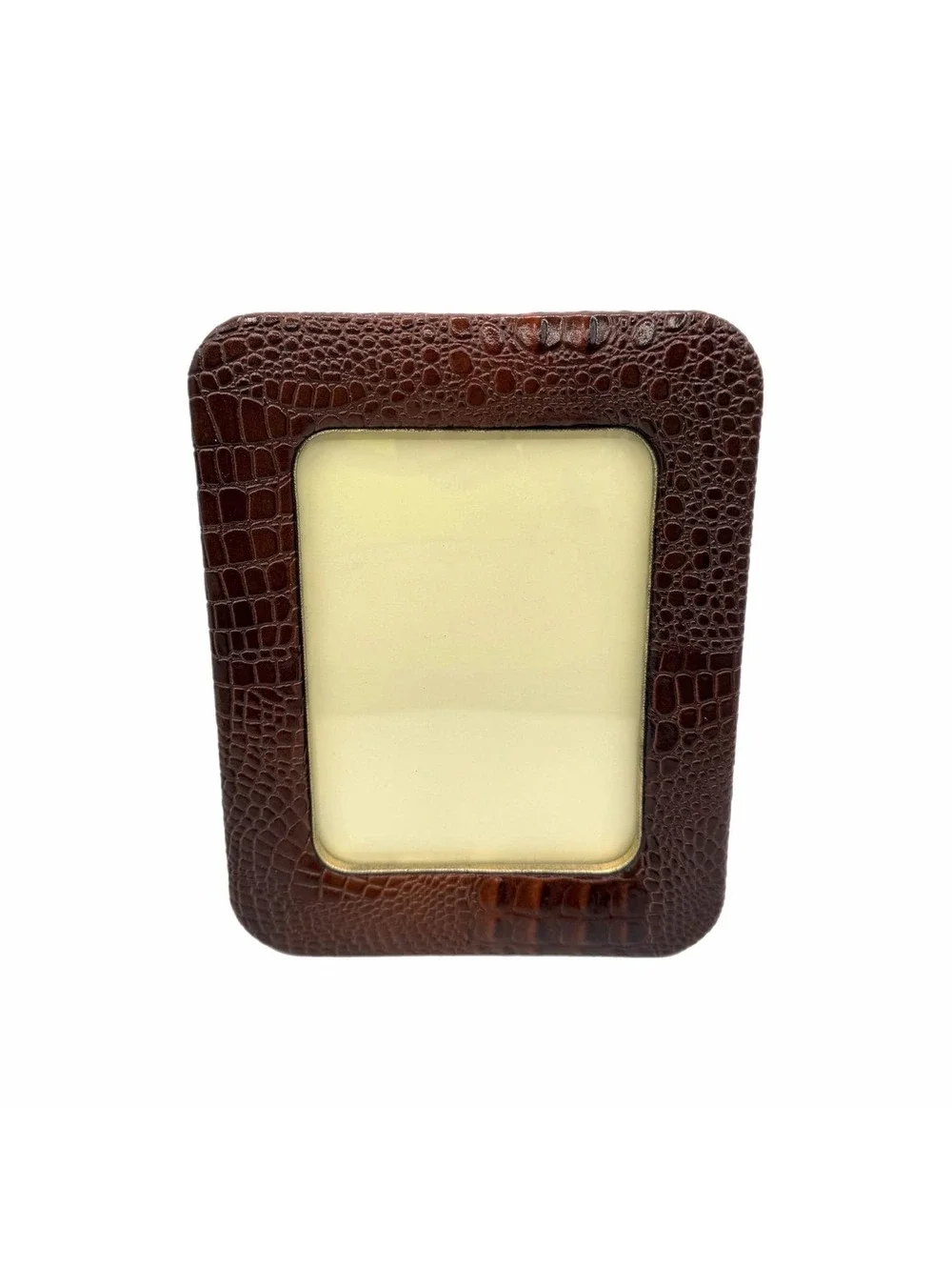Vintage Faux Alligator / Crocodile Chestnut Brown Picture Frame – 5x7-Inch Photo